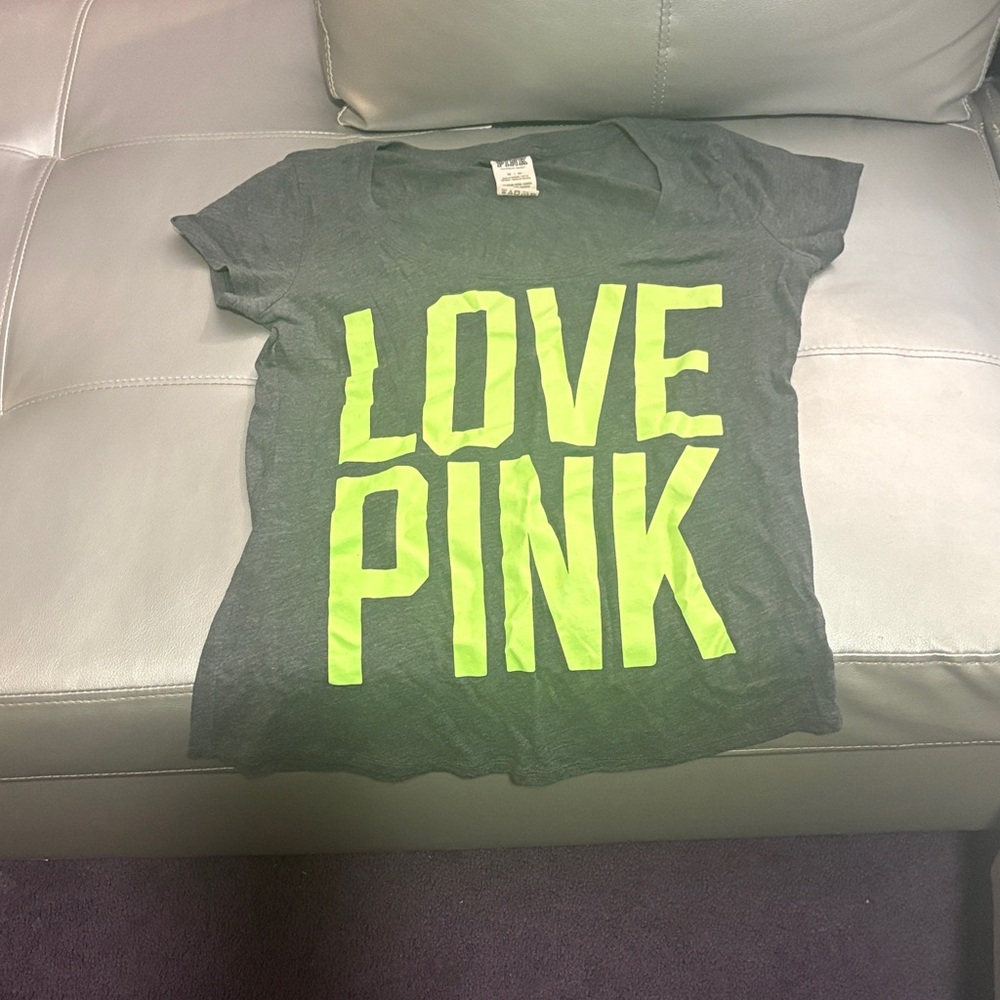 Love Pink women Graphic Tee - Gray and Yellow